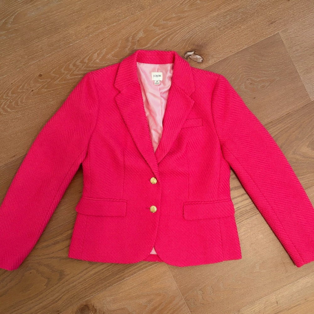J. Crew Bold Pink Blazer with Gold Buttons